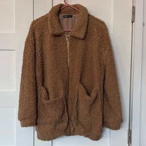 SHEIN Oversized Cozy Brown Teddy Jacket